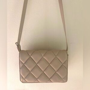 H&M Quilted Faux Leather Taupe Crossbody Bag